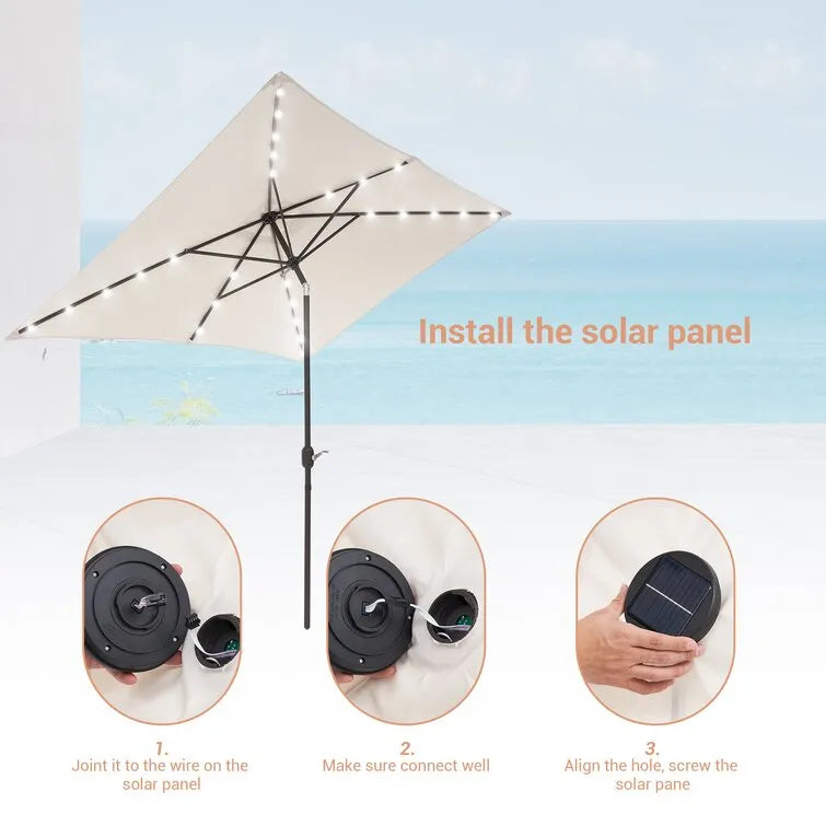 Doralice 120'' x 78'' Rectangular Lighted Market Umbrella