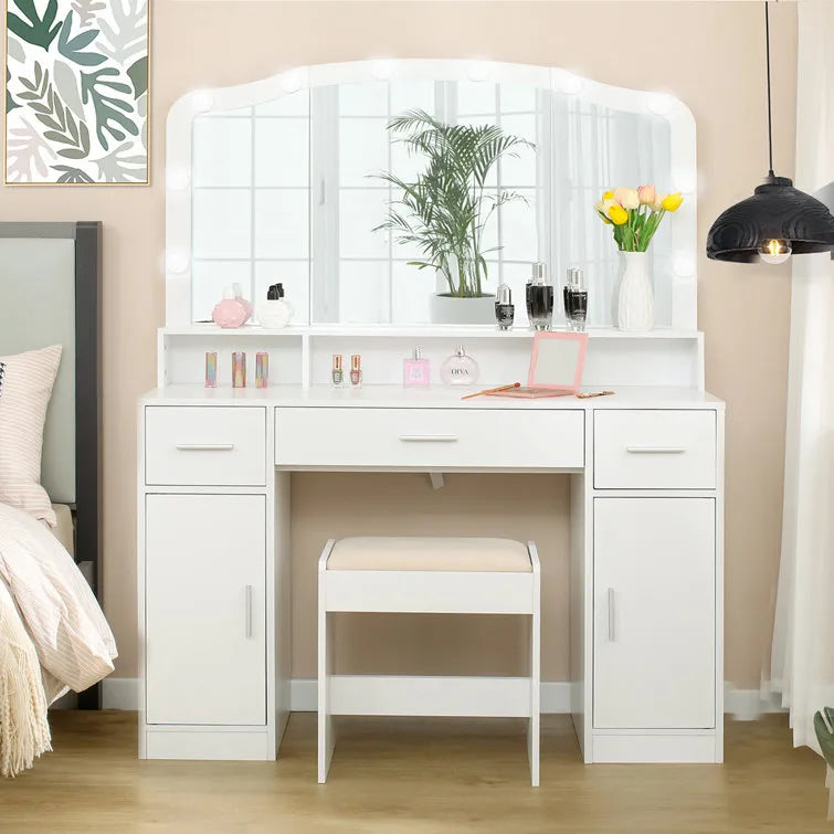 Areena Vanity Set with Stool and Mirror