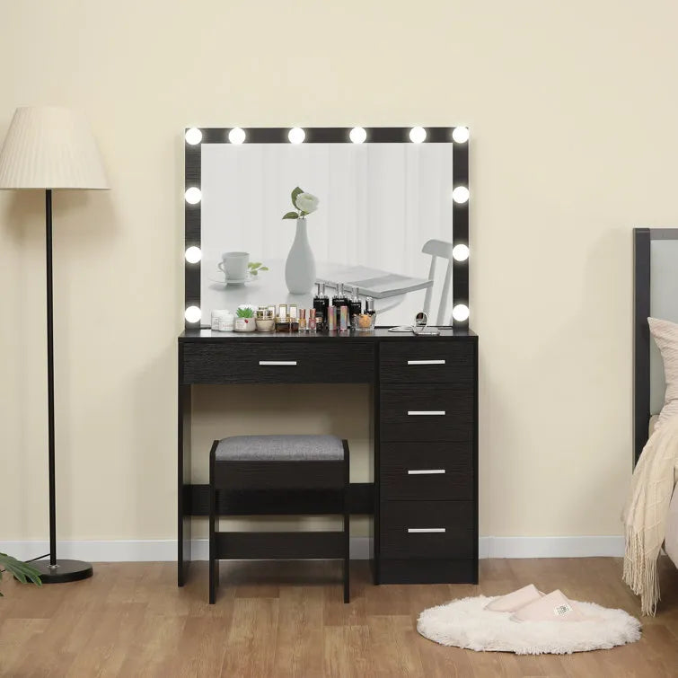 Jaq Vanity with Lights and Stool