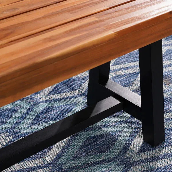 Patio Dining Set with Textilene Chairs/ Acacia Wooden Bench & Acacia Wooden Table