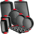 Red Silicone Handles Oven Safe 21 Piece Set Black