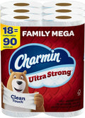 Strong Clean Touch Toilet Paper, 18 Family Mega Rolls = 90 Regular Rolls