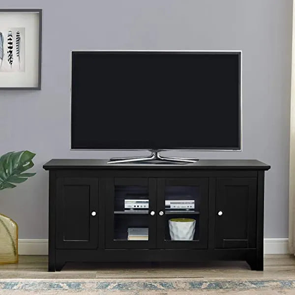 Walker Edison Concord Classic Glass Door Storage TV Console for TVs up to 80 Inches, 70 Inch, Espresso Brown Espresso Brown 70 Inch Tall TV Stand