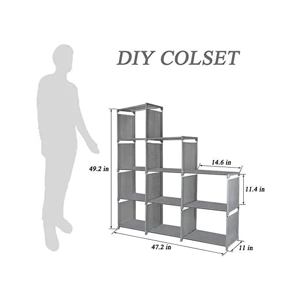 Kids 9 Cubes Bookcase Toy Closet Storage Organizers Bookshelf 4 Tier Office Book Shelf DIY Shelving Cabinet Shelves for Office Gary