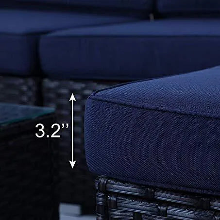 3-Piece Patio L-Shaped Rattan Sectional Sofa Set With Cushions