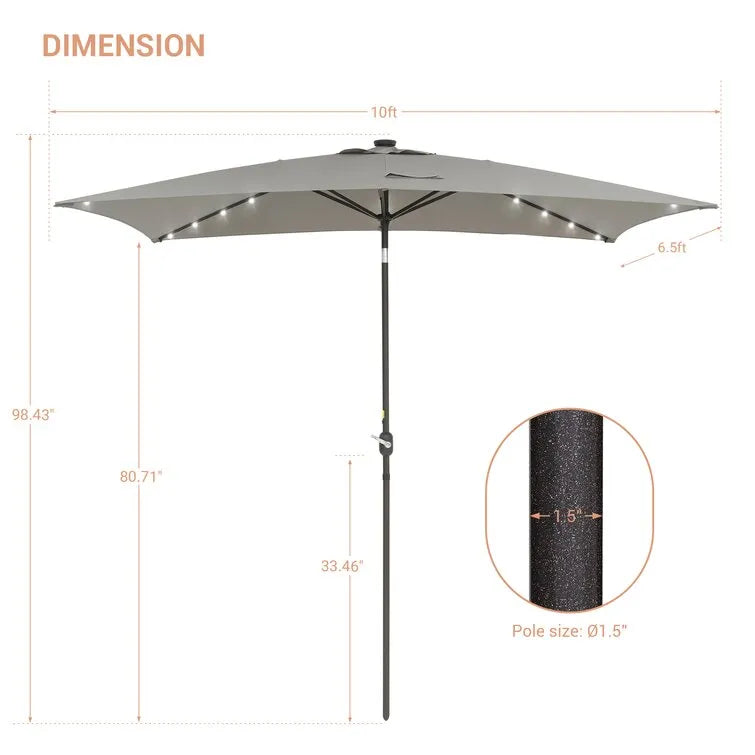 Doralice 120'' x 78'' Rectangular Lighted Market Umbrella