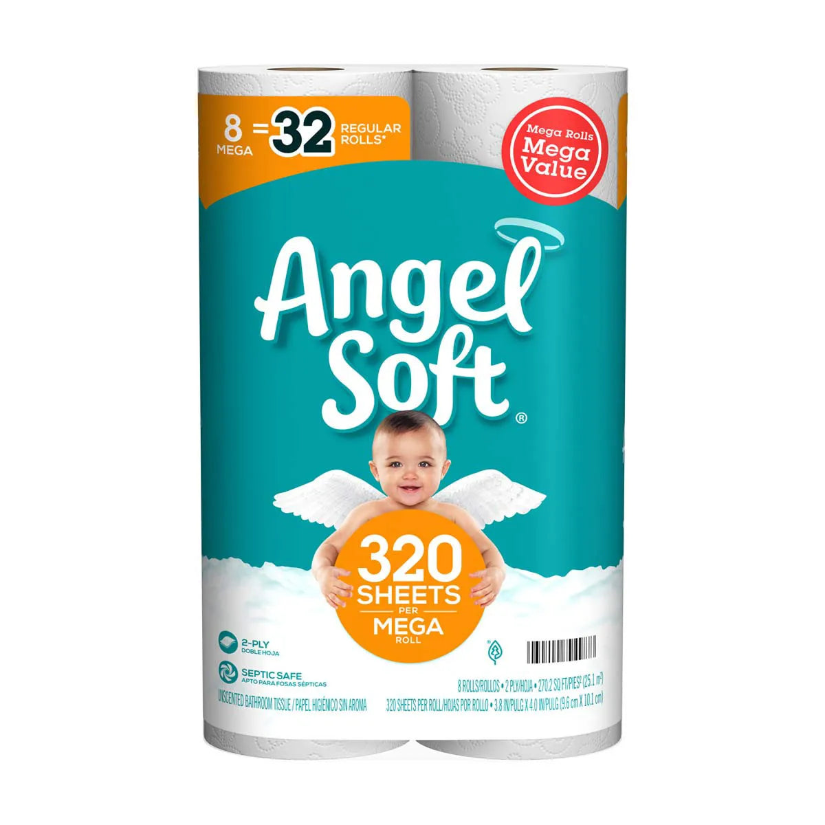 Angel Soft Toilet Paper Mega Rolls, 8 Ct