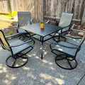 5-Piece Patio Dining Set 4 Textilene Swivel Chairs & Metal Steel Table