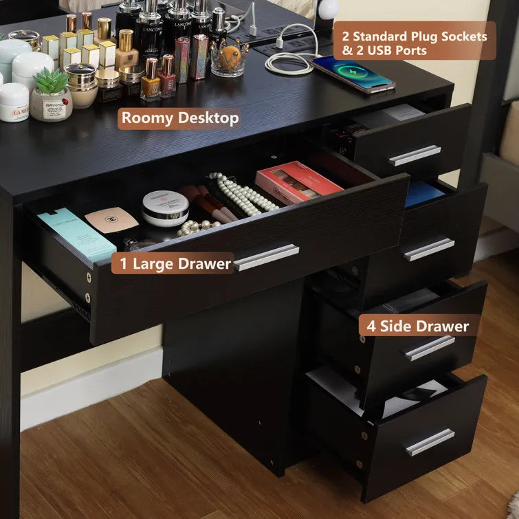 Jaq Vanity with Lights and Stool