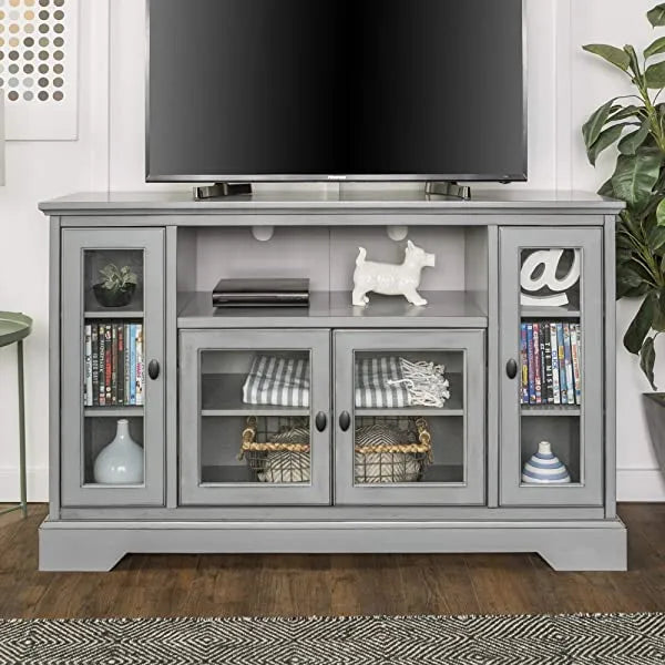 Walker Edison Concord Classic Glass Door Storage TV Console for TVs up to 80 Inches, 70 Inch, Espresso Brown Espresso Brown 70 Inch Tall TV Stand