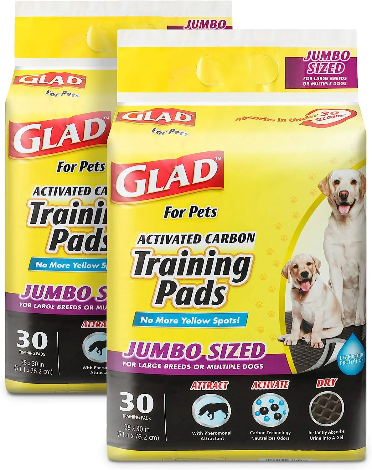Glad for Pets Black Charcoal Puppy Pads 23" x 23" | Puppy Potty Training Pads That ABSORB & NEUTRALIZE Urine Instantly | New & Improved Quality Puppy Pee Pads, 100 count