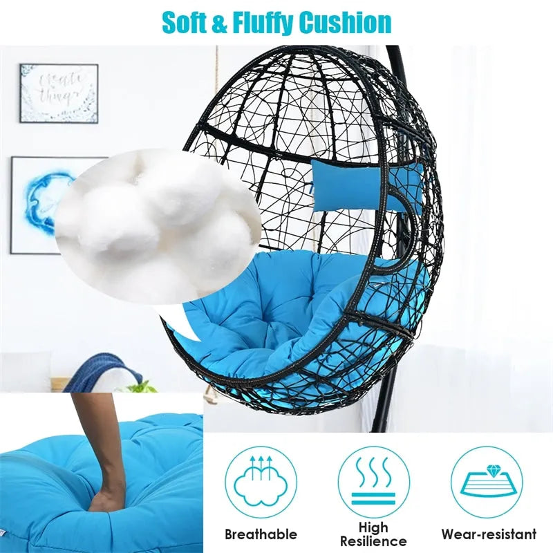 Outdoor Hanging Egg Chair Swing Hammock Chair Set with Stand & Cushion