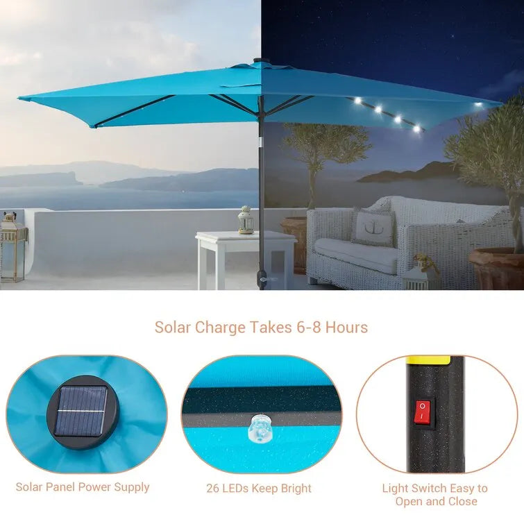 Doralice 120'' x 78'' Rectangular Lighted Market Umbrella