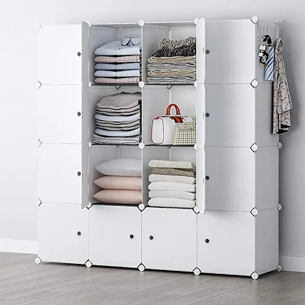 YOZO Cube Storage Organzier Portable Closet Wardrobe Bedroom Dresser (71x14x71 inches) Portable Closet Cube Shelf Armoire Pantry Cabinet, 25 Cubes, Blue 25Cubes Blue