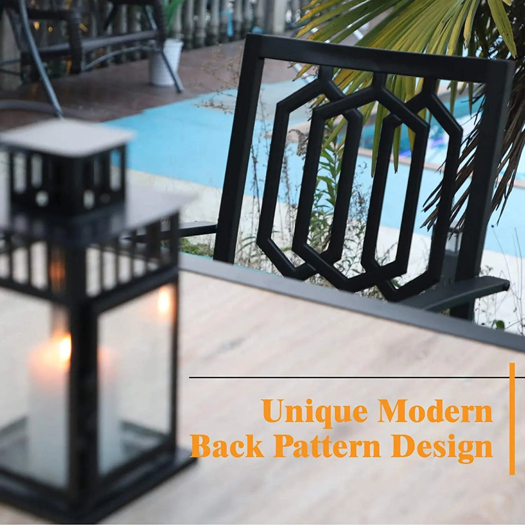 5-Piece Patio Fire Pit Set Steel Swivel Chairs With Cushions & 50,000BTU Square Fire Pit Table