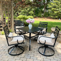 5-Piece Outdoor Dining Set 4 Swivel Steel Chairs and Square Table