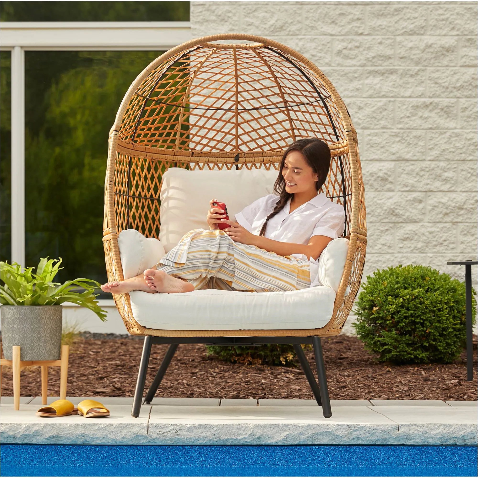 Stationary Outdoor Egg Chair - Bed Bath & Beyond