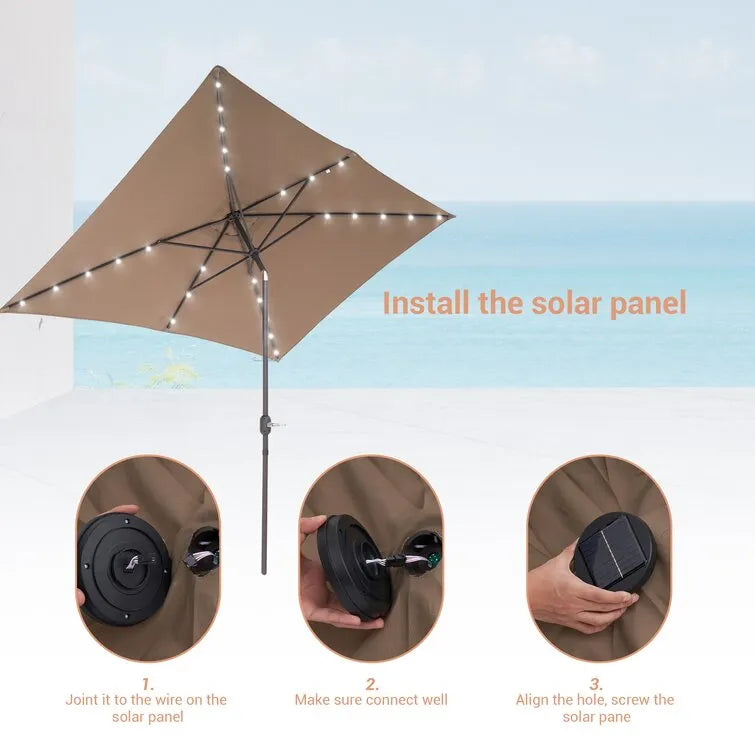 Doralice 120'' x 78'' Rectangular Lighted Market Umbrella