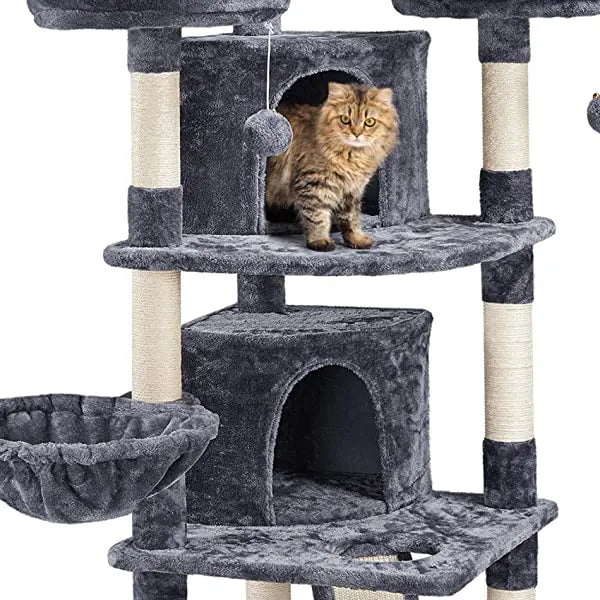 Yaheetech 68.5in Multi-Level Cat Tree Large Cat Condo with Sisal-Covered Platforms Scratching Board & Scratching Posts, Cozy Perches, Stable Cat Tower Cat Condo Pet Play House Dark Gray