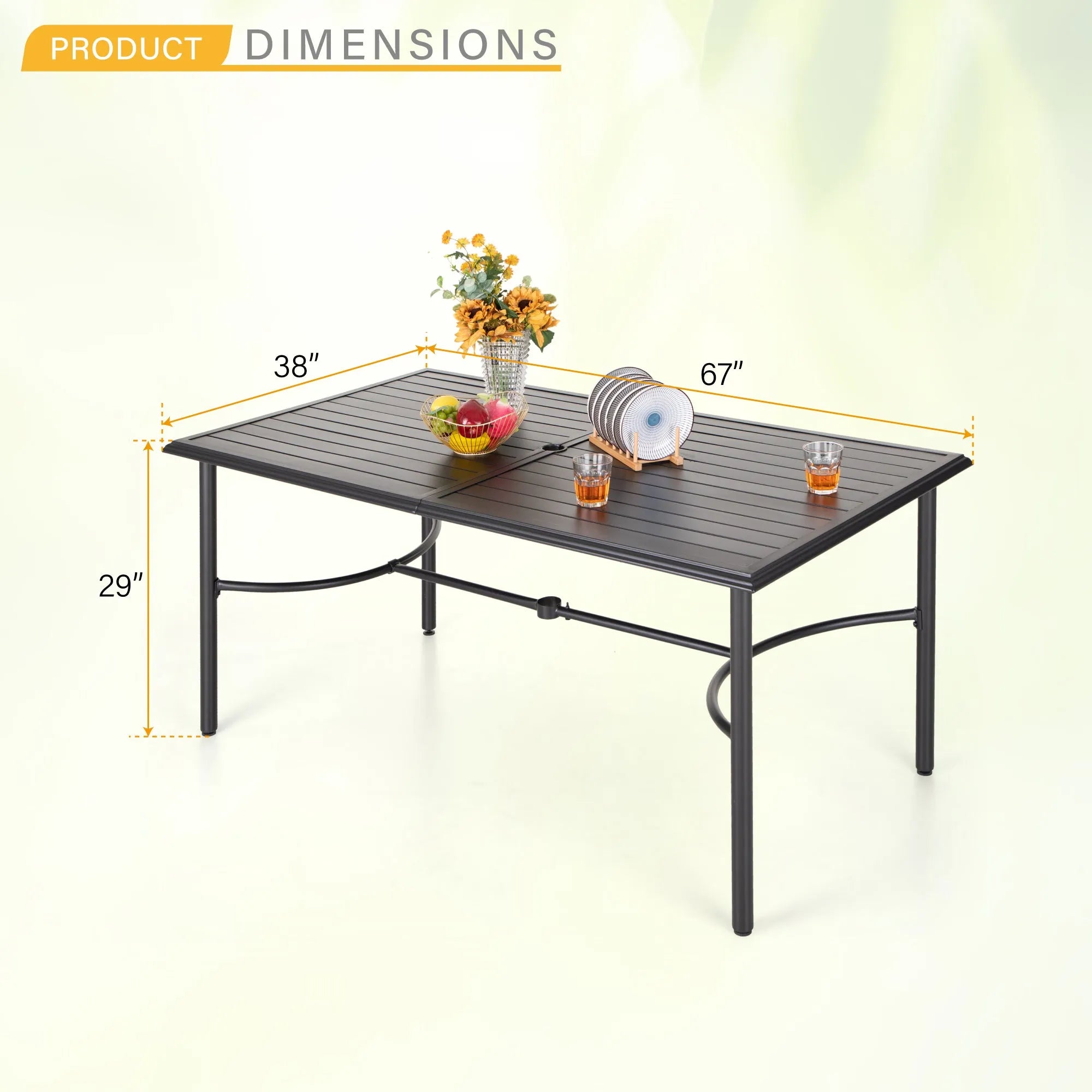 7-Piece Patio Dining Set With 6 Cushioned Steel & Rattan Chairs and Rectangle Table