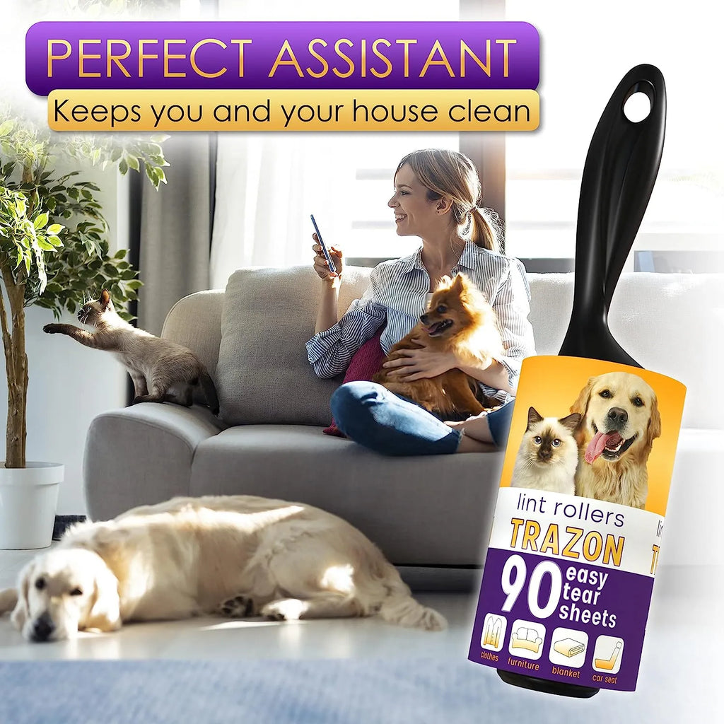 Lint Rollers Value Pack of 450 Sheets / 5 Refills, Sticky Roller, Lint Remover for Dog, Cat, Pet Hair, Lint Rollers for Clothes, Carpet, Couch, Furniture, Car Seats