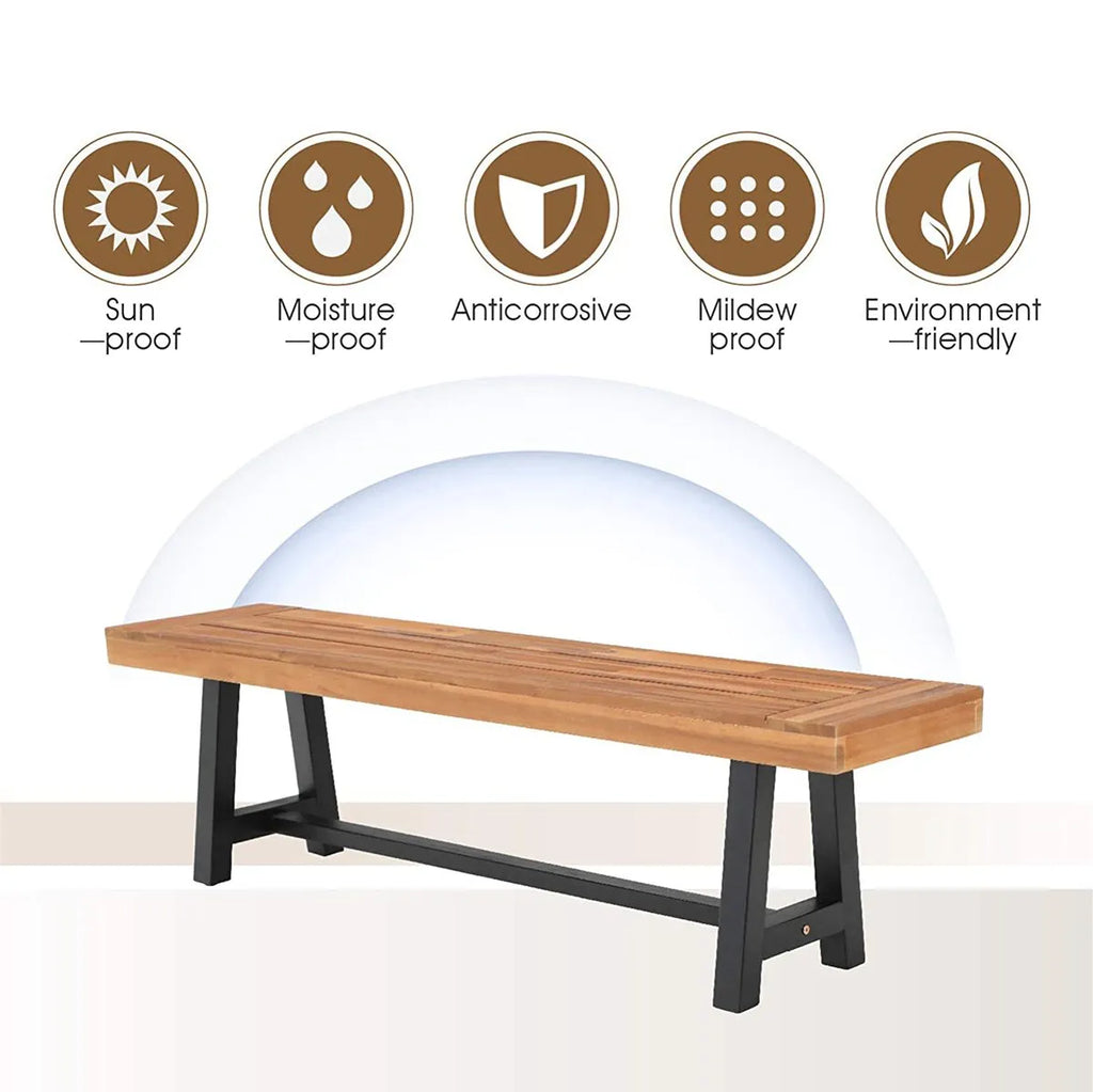 Patio Modern Acacia Wood Dining Set Outdoor Bench Picnic Table