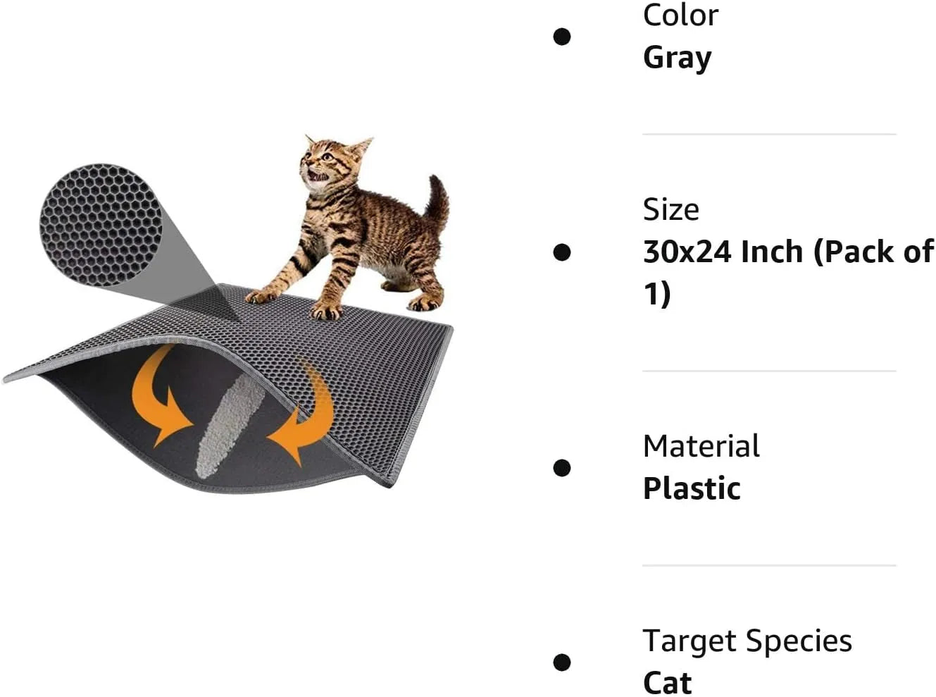 Pieviev Cat Litter Mat Double Layer Waterproof Urine Proof Trapping Mat 1 Pack (Gray, 24x15 Inch (Pack of 1))