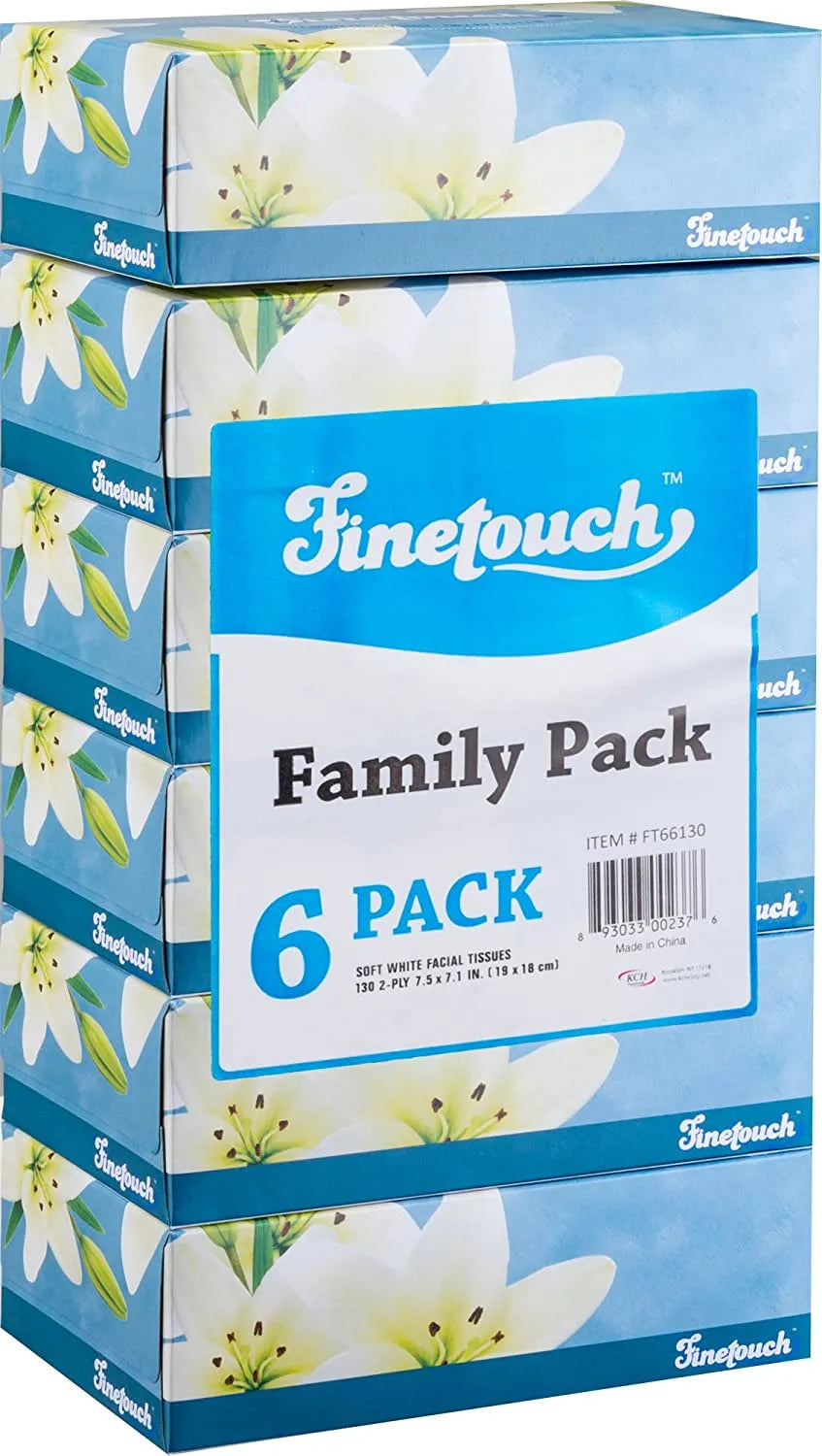 Soft Facial Tissues 2 Ply Box Of 130 Pack of 6 (780 Facial Tissues Toatal) Family Pack (6) Design may Vary