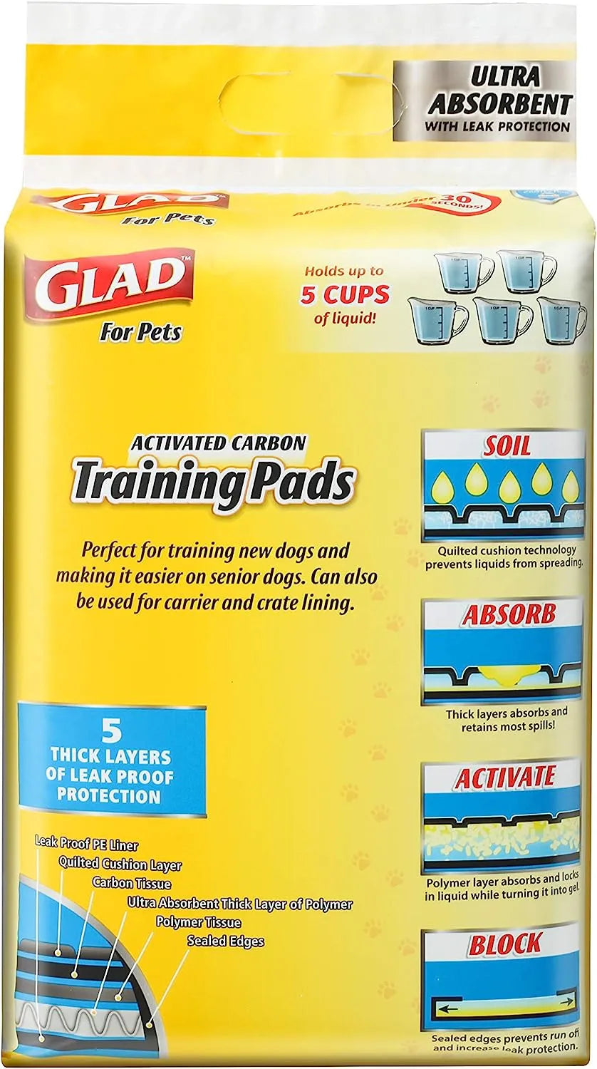 Glad for Pets Black Charcoal Puppy Pads 23" x 23" | Puppy Potty Training Pads That ABSORB & NEUTRALIZE Urine Instantly | New & Improved Quality Puppy Pee Pads, 100 count
