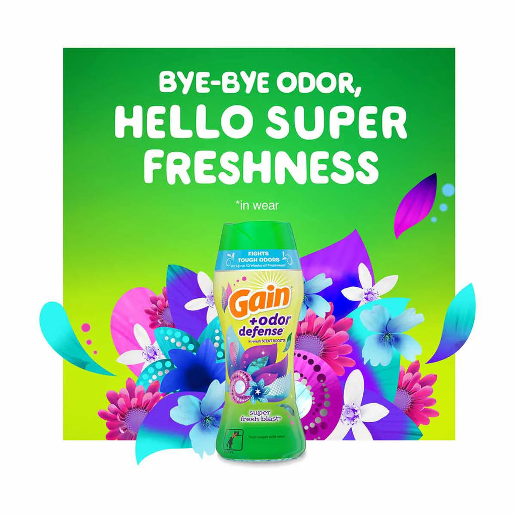 Gain + Odor Defense In-Wash Scent Booster - Super Fresh Blast Scent, 9.1 Oz