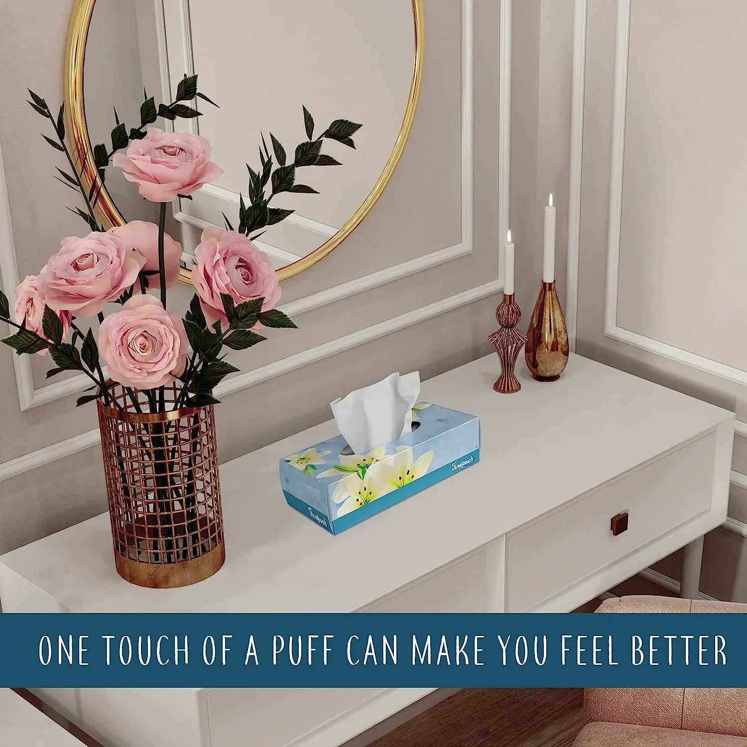 Soft Facial Tissues 2 Ply Box Of 130 Pack of 6 (780 Facial Tissues Toatal) Family Pack (6) Design may Vary