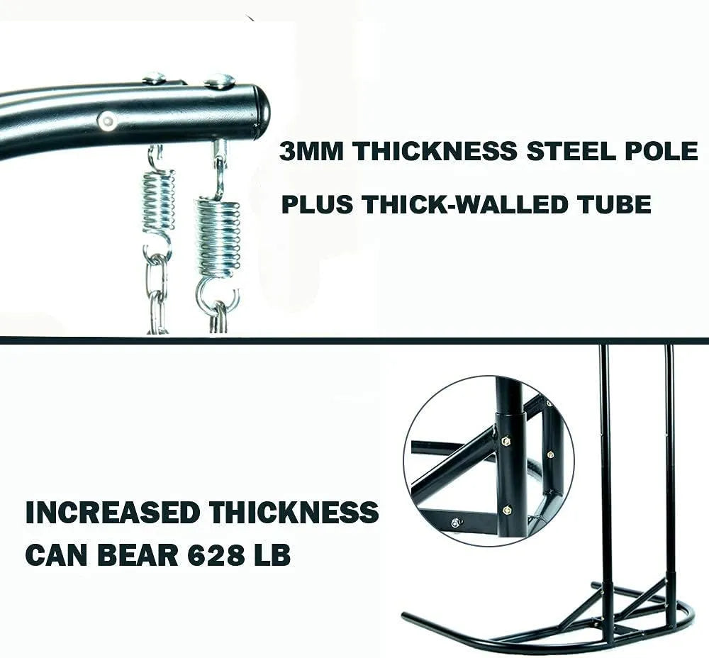 JOYBASE Hanging Egg Chair with Stand, Outdoor Wicker Rattan Egg Swing Chair with Stand and Cushion for Indoor Outdoor Bedroom Patio Garden (Grey/Black)