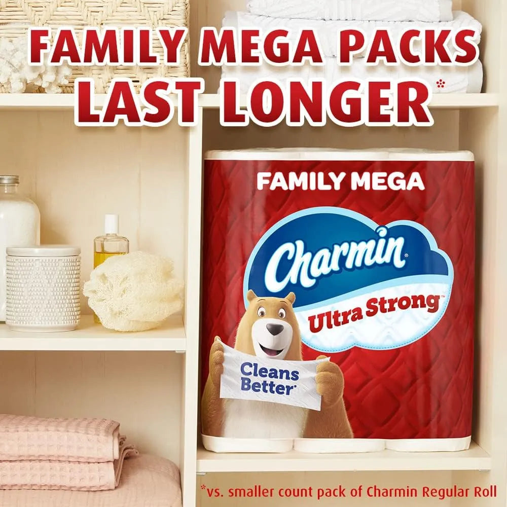 Strong Clean Touch Toilet Paper, 18 Family Mega Rolls = 90 Regular Rolls
