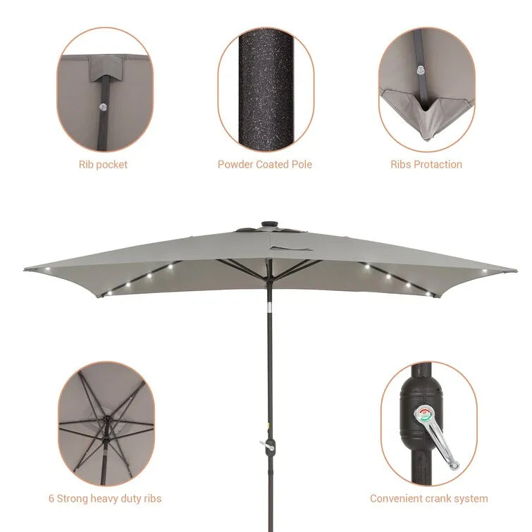 Doralice 120'' x 78'' Rectangular Lighted Market Umbrella