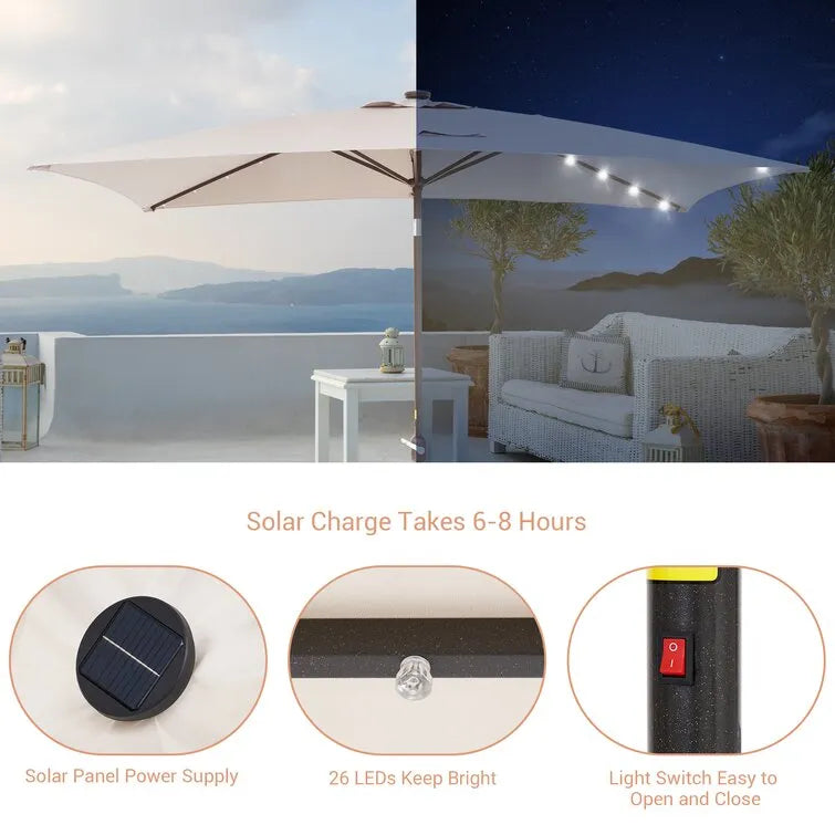 Doralice 120'' x 78'' Rectangular Lighted Market Umbrella