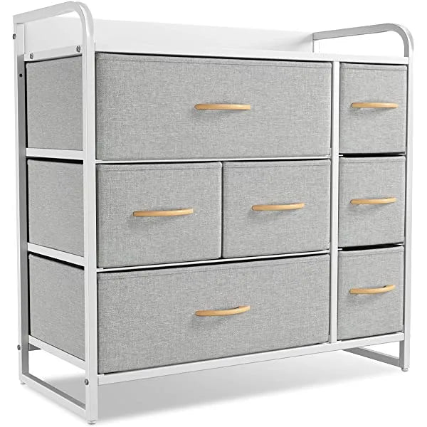 CubiCubi Dresser Organizer with 7 Drawer, Furniture Storage Tower Unit for Bedroom Hallway Entryway Closets, Dresser Clothes Storage with Sturdy Steel Frame Wood Top, Chocolate