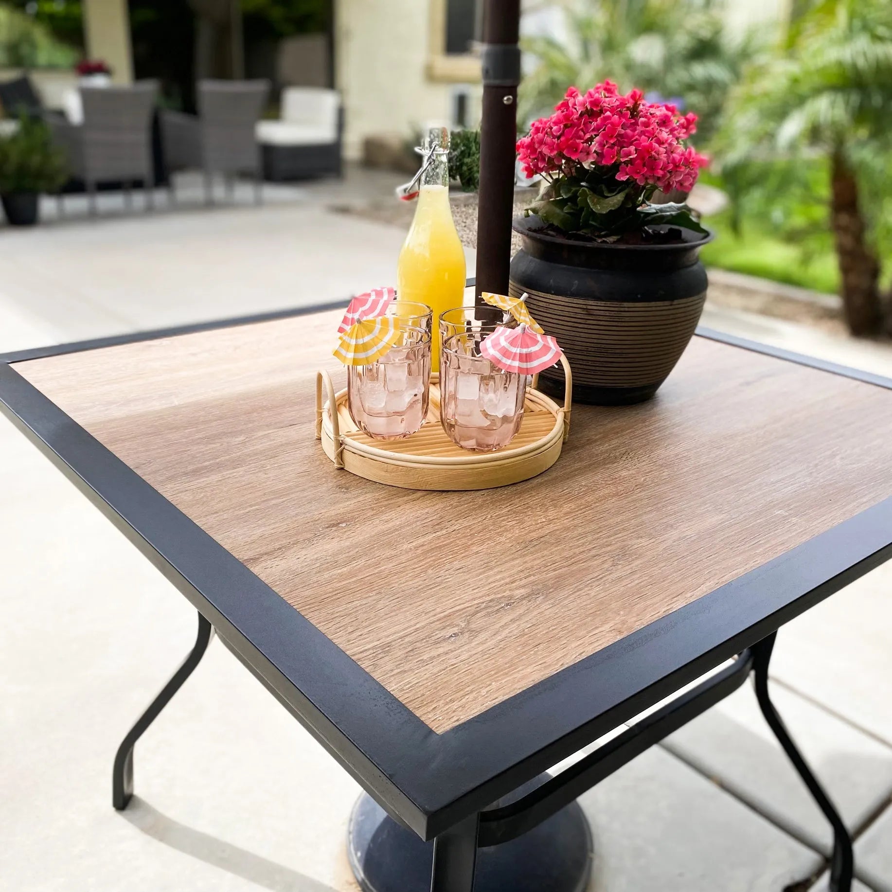 5-Piece Patio Dining Set 4 Textilene Swivel Chairs & Metal Steel Table