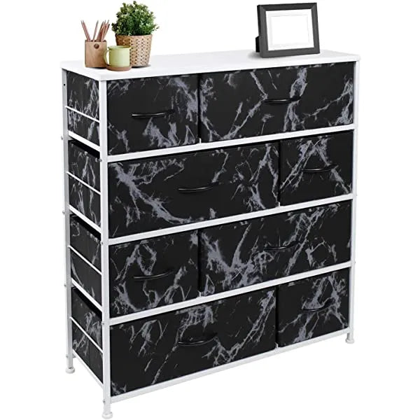 Sorbus Dresser with 8 Drawers - Furniture Storage Chest Tower Unit for Bedroom, Hallway, Closet, Office Organization - Steel Frame, Wood Top, Easy Pull Fabric Bins (Black)