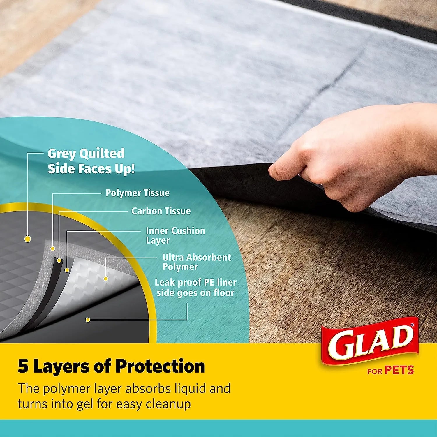 Glad for Pets Black Charcoal Puppy Pads 23" x 23" | Puppy Potty Training Pads That ABSORB & NEUTRALIZE Urine Instantly | New & Improved Quality Puppy Pee Pads, 100 count