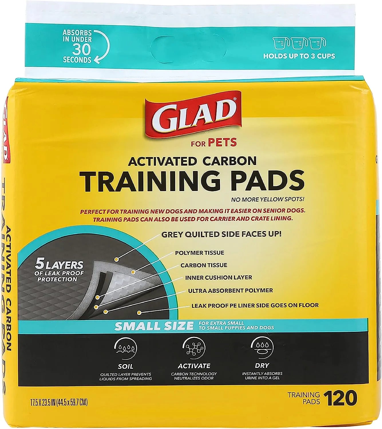 Glad for Pets Black Charcoal Puppy Pads 23" x 23" | Puppy Potty Training Pads That ABSORB & NEUTRALIZE Urine Instantly | New & Improved Quality Puppy Pee Pads, 100 count