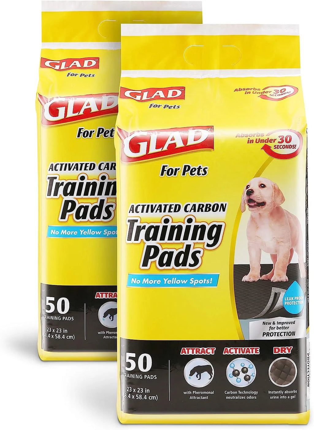 Glad for Pets Black Charcoal Puppy Pads 23" x 23" | Puppy Potty Training Pads That ABSORB & NEUTRALIZE Urine Instantly | New & Improved Quality Puppy Pee Pads, 100 count