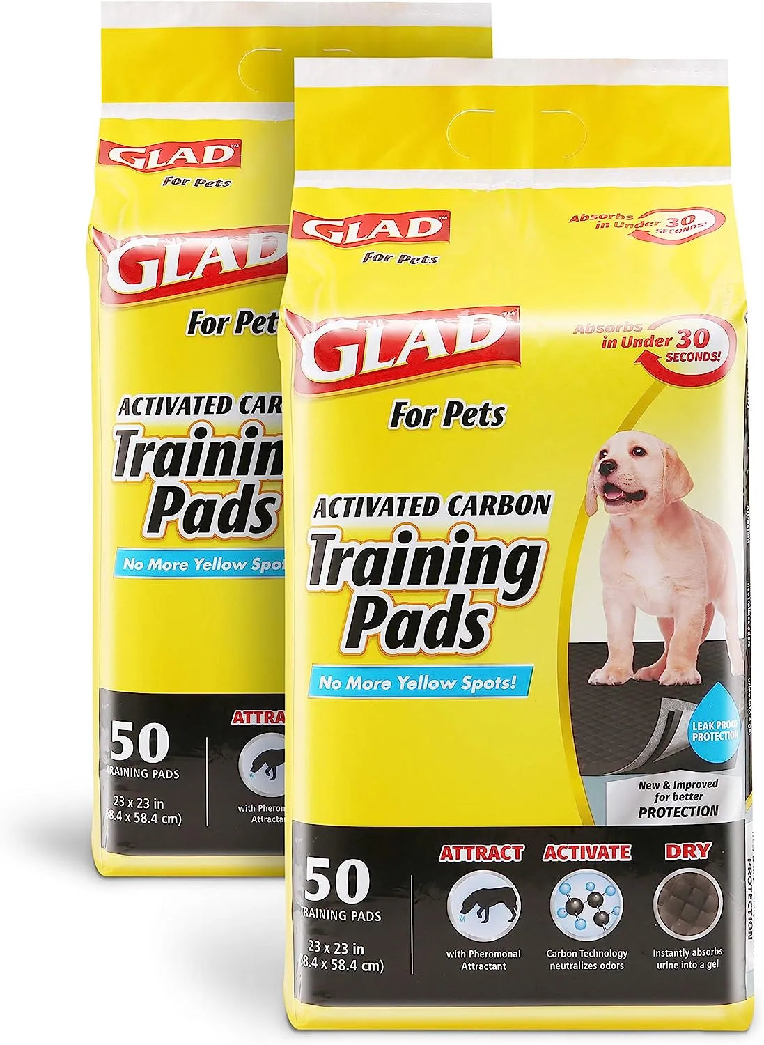 Glad for Pets Black Charcoal Puppy Pads 23" x 23" | Puppy Potty Training Pads That ABSORB & NEUTRALIZE Urine Instantly | New & Improved Quality Puppy Pee Pads, 100 count