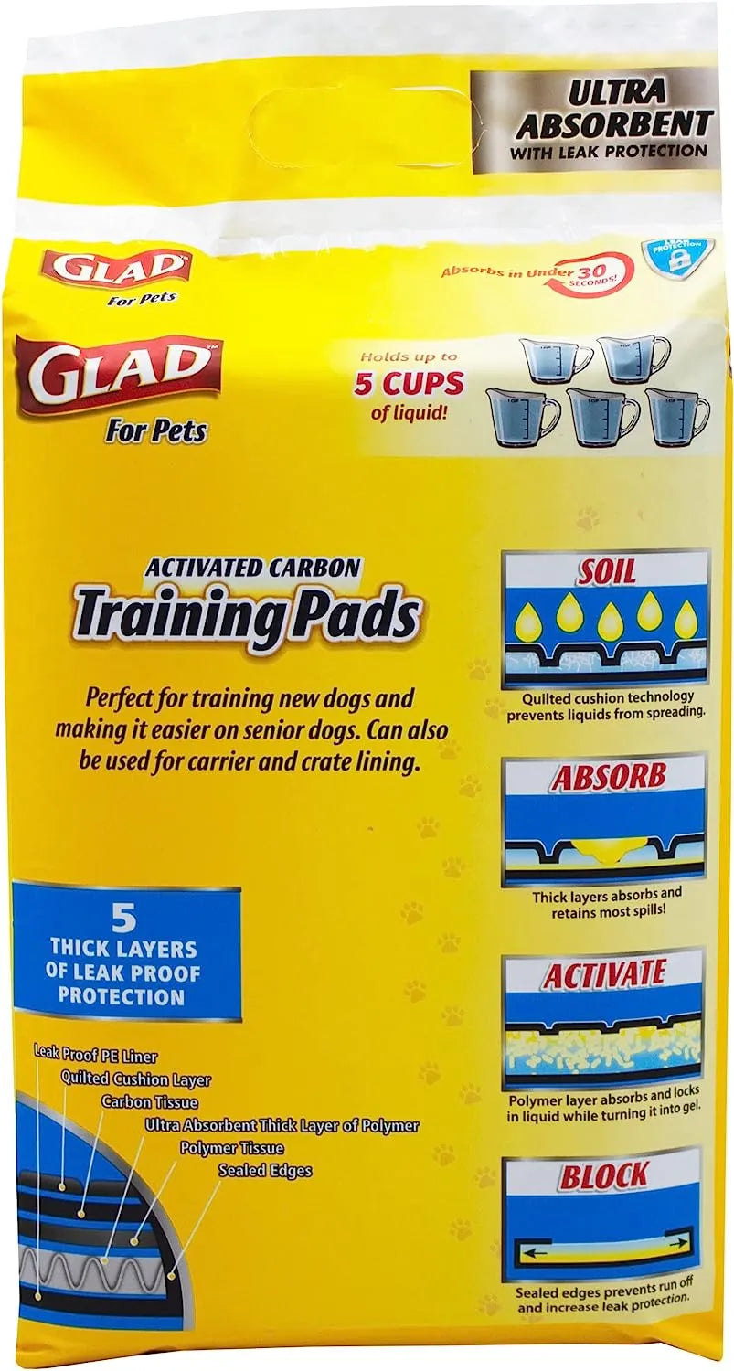 Glad for Pets Black Charcoal Puppy Pads 23" x 23" | Puppy Potty Training Pads That ABSORB & NEUTRALIZE Urine Instantly | New & Improved Quality Puppy Pee Pads, 100 count