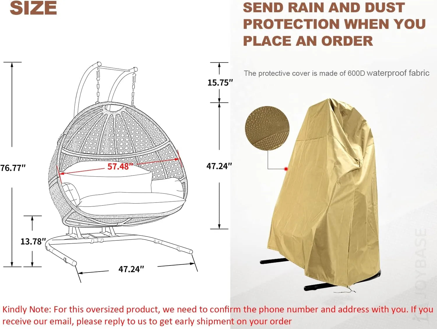 JOYBASE Hanging Egg Chair with Stand, Outdoor Wicker Rattan Egg Swing Chair with Stand and Cushion for Indoor Outdoor Bedroom Patio Garden (Grey/Black)