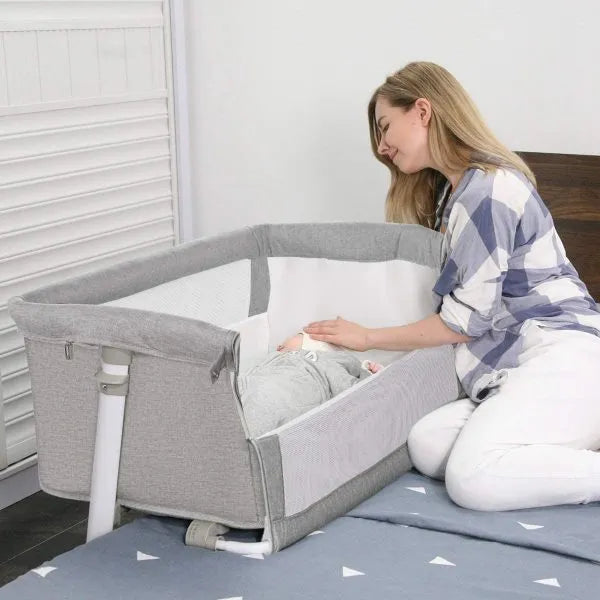 Baby cradle, RONBEI bedside bed, baby crib bed, adjustable portable bed, suitable for babies/baby boys/baby girls/newborns