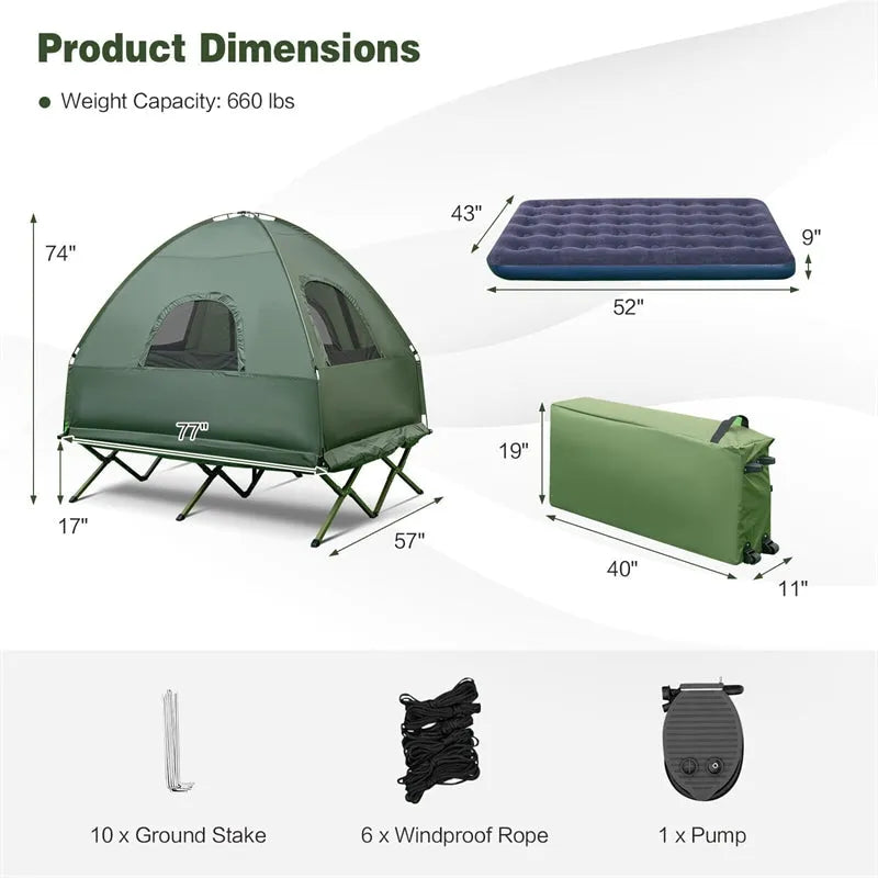Camping Tent Combo with Air Mattress Sleeping Bag