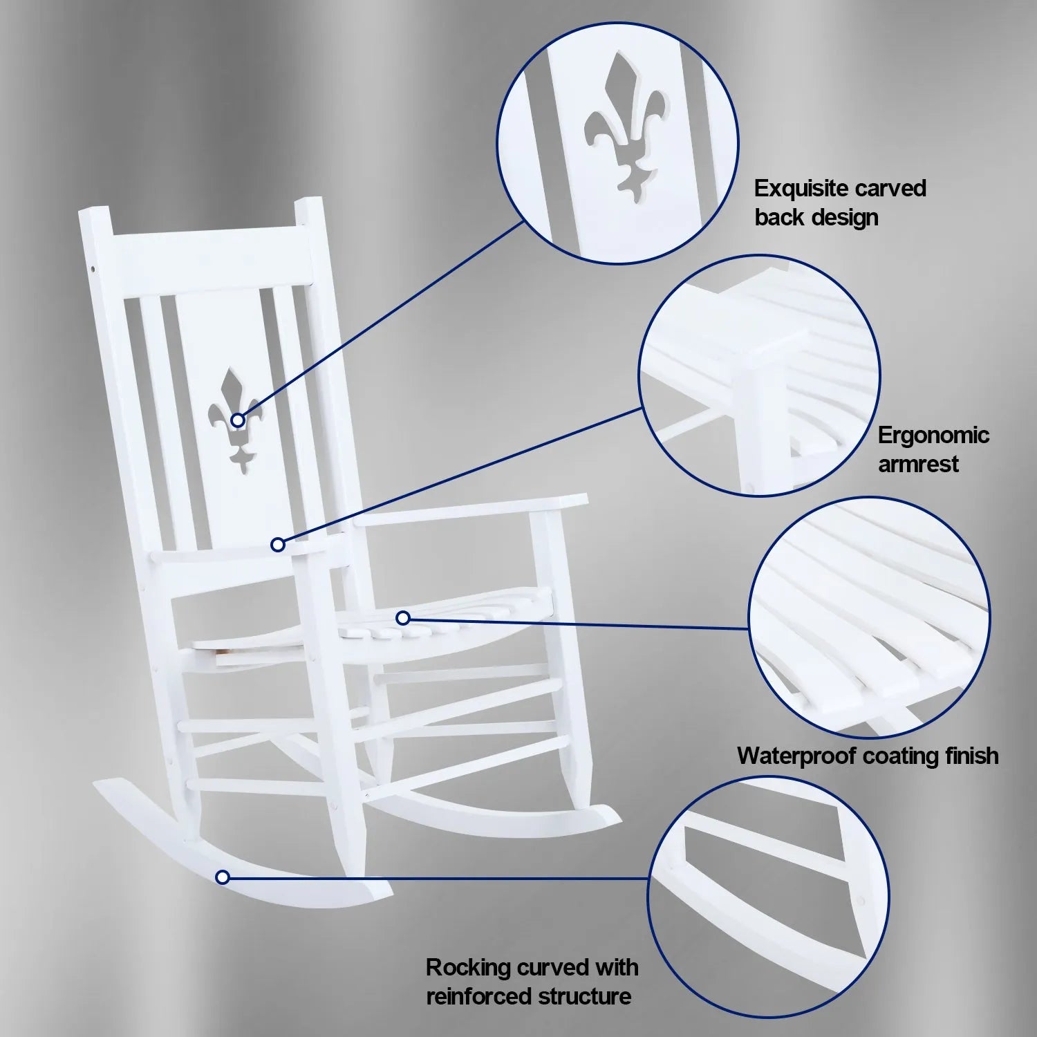 Outdoor & Indoor Wood Rocking Chair Porch Chair