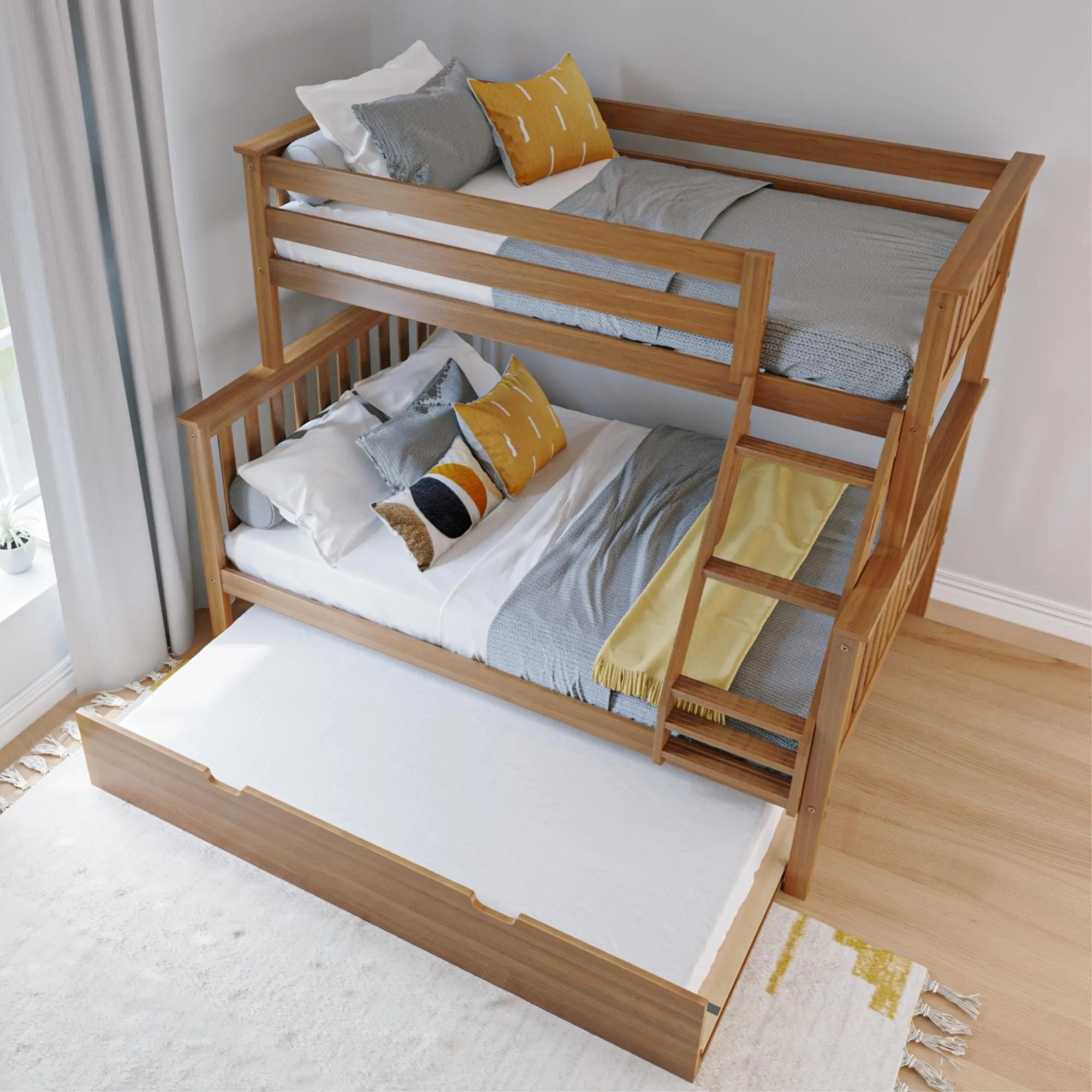 🎄Store Closing Sale💖Kids Solid Wood Twin-Over-Full Bunk Bed + Trundle Bed