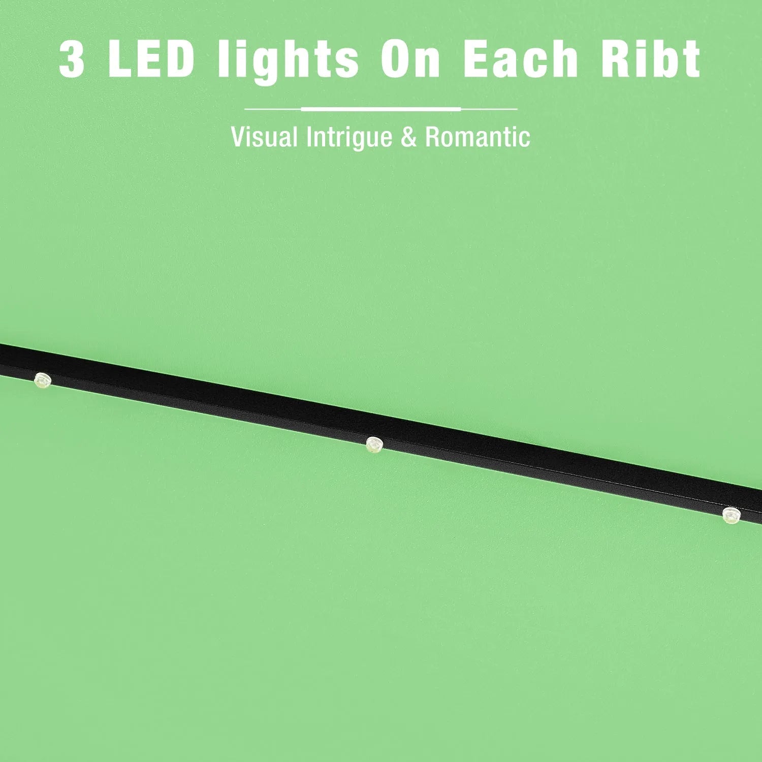 9/10ft Crank Open Patio Umbrella With 24 LED Lights & Ruffles