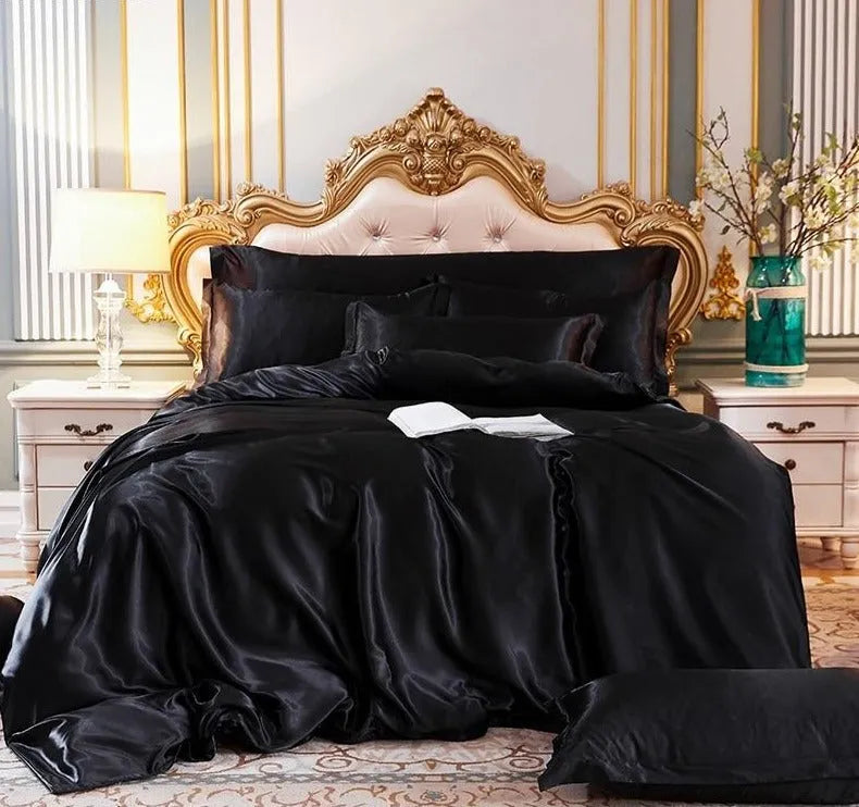 Luxury 100% Silk Duvet Cover 4 Pieces Set